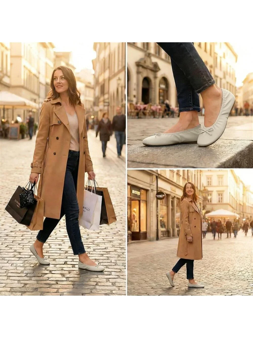 Women Pearl White Fit in Your Purse Round Toe Casual Foldable Ballet Flat Shoes